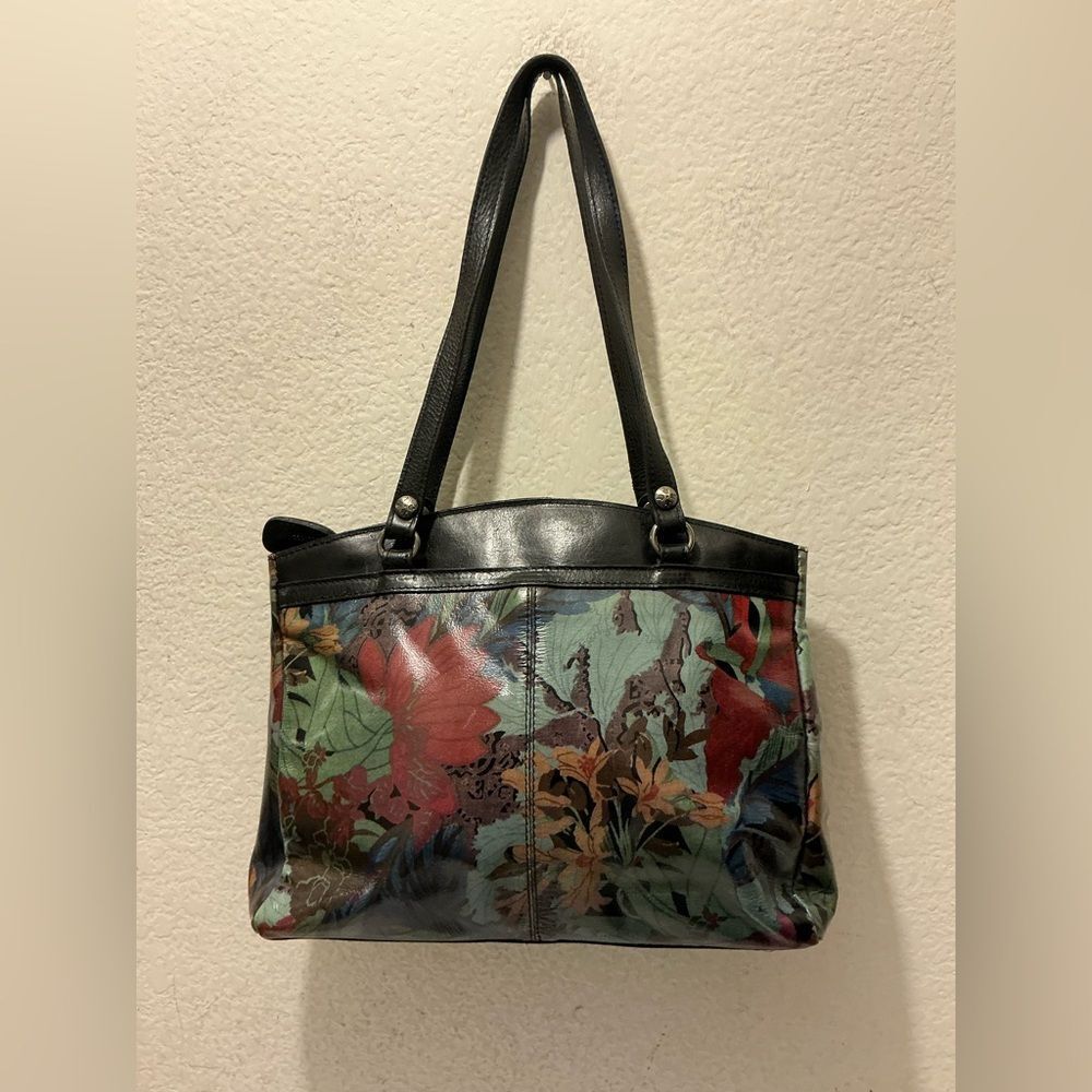 PATRICIA NASH Poppy Blue Forest Leather Black Multi Shoulder Handbag